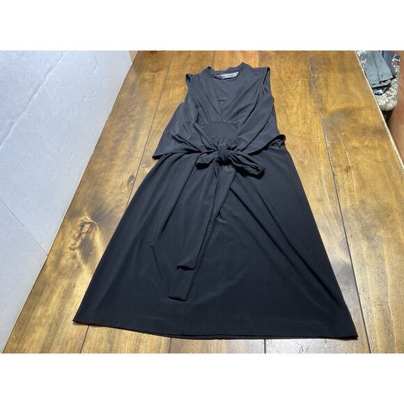 Norma Kamali Black Mini Tie Front Shirt Dress Small - Picture 1 of 9